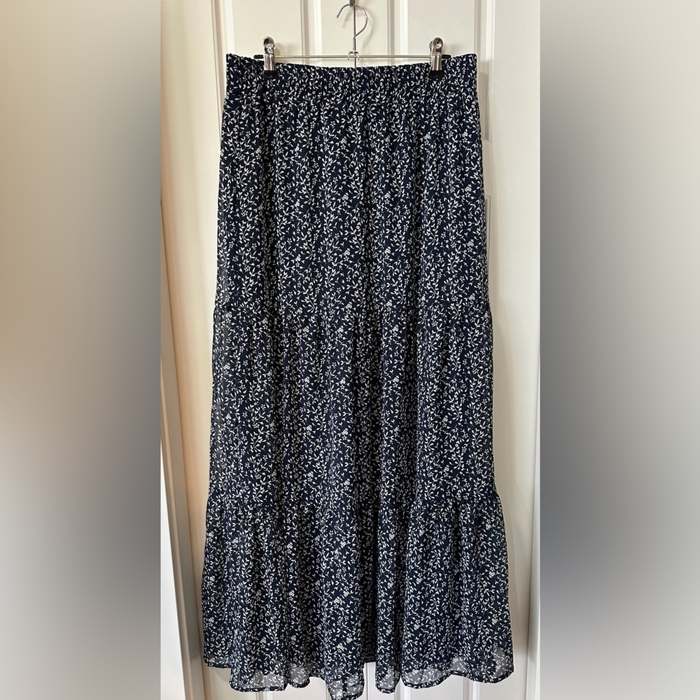 Tamara H Floral Navy Blue Maxi Skirt | Size S/M